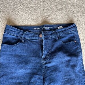 Old Navy Women's Mid Rise, Super Skinny Blue Jeans